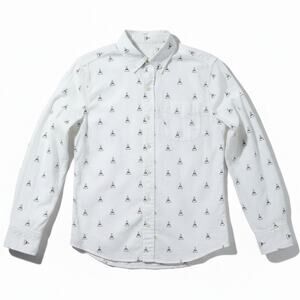 Altru Apparel Tipi Teepee Tent Print Men's Small White Button-Up Shirt Casual